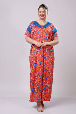 THUMKA Women Nighty(Orange)
