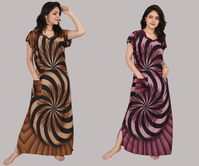 PURSA Women Nighty Set(Multicolor)