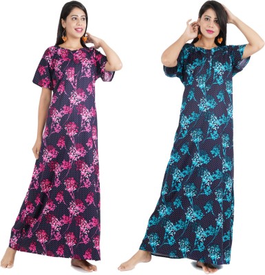 FAVNIC Women Nighty Set(Multicolor)