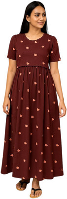 Juana Women Maternity/Nursing Nighty(Brown)