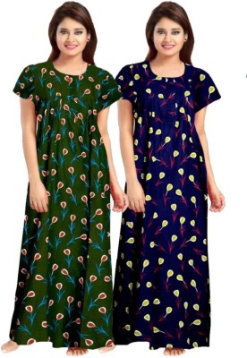 MANSAT Women Nighty(Blue, Green)