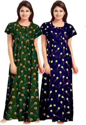 B S ENTERPSES Women Nighty(Dark Blue, Green)