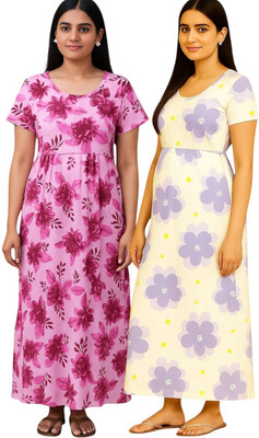 Juana Women Maternity/Nursing Nighty(Pink, Purple)