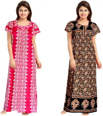 PMK FASHION Women Nighty(Brown, Red)