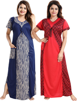 SHOPPING STATION Women Nighty(Multicolor)