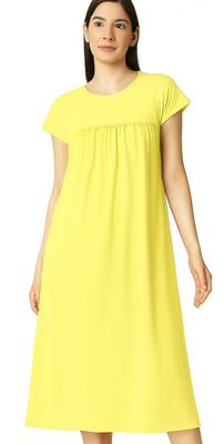NOW OR NEVER Women Nighty(Yellow)