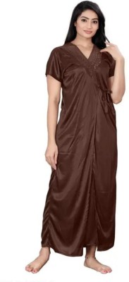 iKrishna Women Nighty Set(Brown)