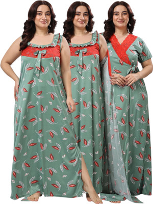 NIGHTYE Women Nighty(Green)