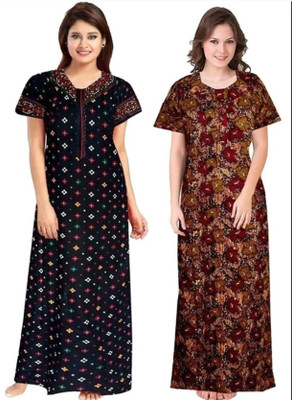 AAKARSHANA CREATION Women Nighty(Gold)