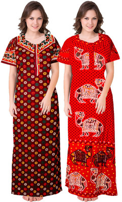 Hans Fashion ENT Women Nighty(Maroon, Red)