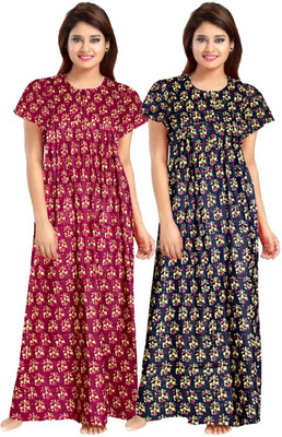 PINK CITY MART Women Nighty Set(Pink, Black)