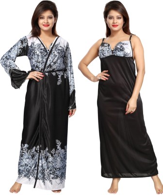 Be You Women Nighty with Robe(Black)