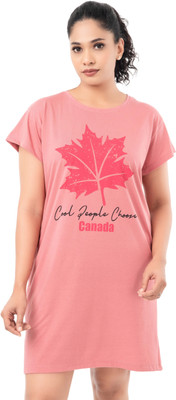 Digsel Cool Cotton Women Nightdress(Pink)