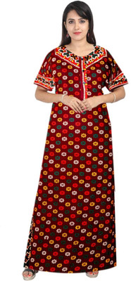 SINDHU ENTERPRISES Women Nighty(Maroon)