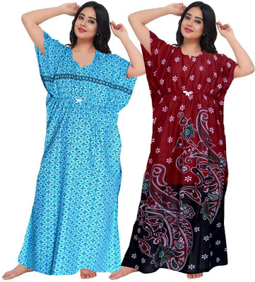 KrishvProducts Women Nighty(Multicolor)