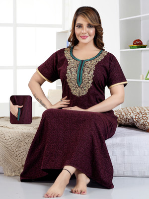 MANUSHREE Women Nighty(Purple)
