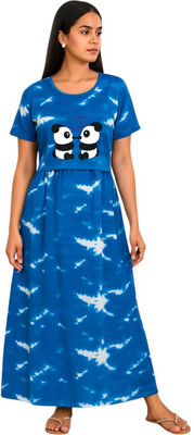 Juana Women Maternity/Nursing Nighty(Blue)