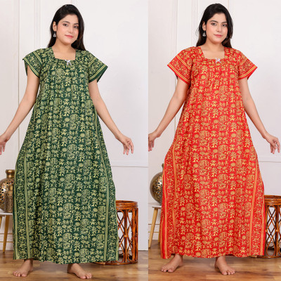 mudrika fashions Women Nighty(Green)