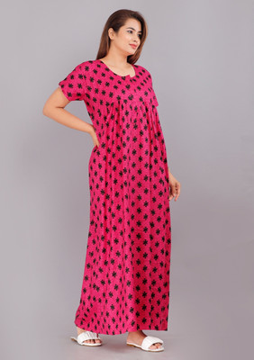 Hans Craft And Art Women Nighty(Pink)