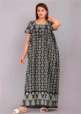 SHREEJAA FASHION Women Nighty(Black)