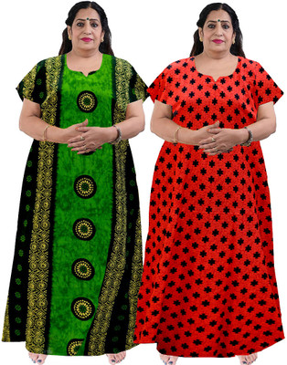 Priyanka Creation Women Nighty(Green, Red)