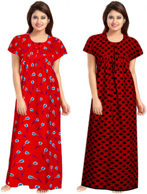 PRFAB Women Nighty Set(Red, Black)