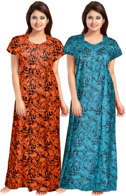 AAKARSHANA CREATION Women Maternity/Nursing Nighty(Orange, Green)