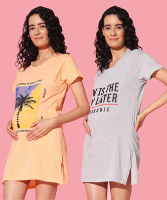 Christy World Women Maternity/Nursing Nighty(Multicolor)