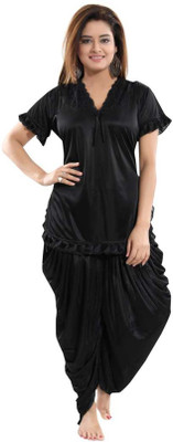 RADHEY ART Women Nighty Set(Black)