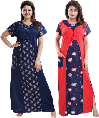 SHOPPING STATION Women Nighty(Multicolor)