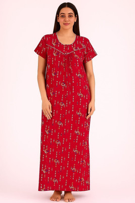 Maha Ganesh Textile Women Nighty(Blue)