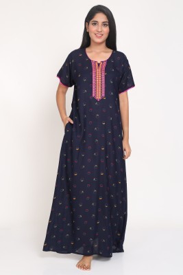 Girls and Moms Women Nighty(Blue)