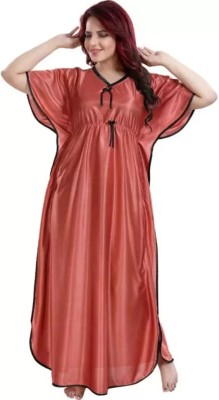 FlyNery Women Nighty(Beige, Black)