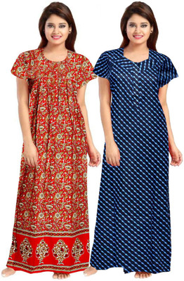 Ruishee Women Nighty(Red, Blue)