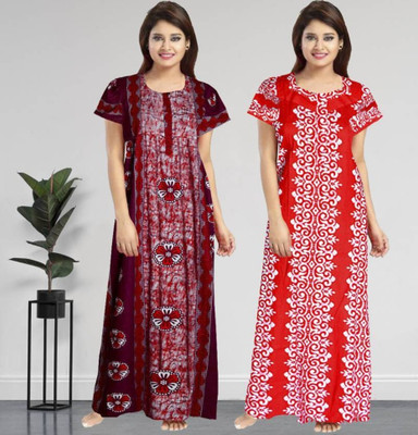Toomley Women Nighty(Multicolor)