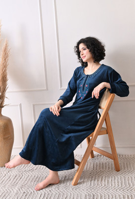 Dreamom Women Nighty(Dark Blue)