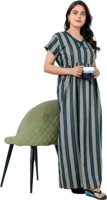 ANSHIKATOZ Women Nighty with Robe(Green)