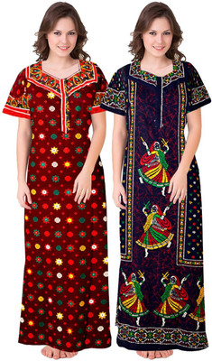 Shunit creation Women Nighty(Maroon, Blue)
