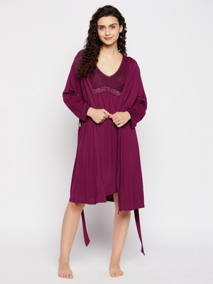Clovia Women Robe(Purple)