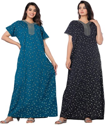 For N Beauty Women Nighty(Blue, Dark Blue)