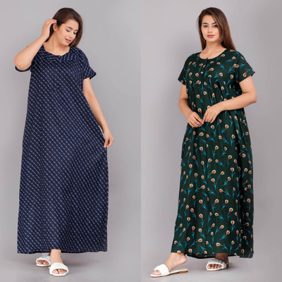 NIRMALA FASHIONS Women Nightdress(Green)