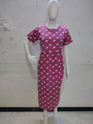 BumpBeyondInc Women Nightdress(Pink)