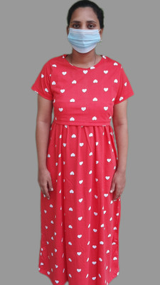 KVMGOMS Women Maternity/Nursing Nighty(Red)