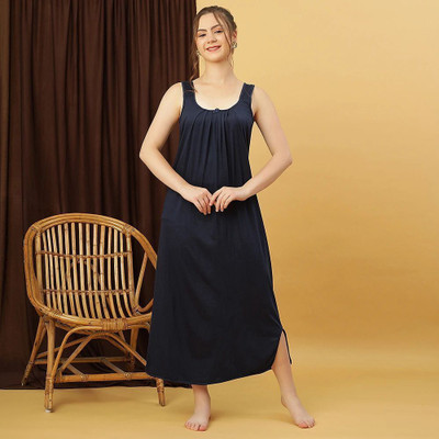 GANIX FASHION THAT DEFINE YOU Women Nightdress(Blue)