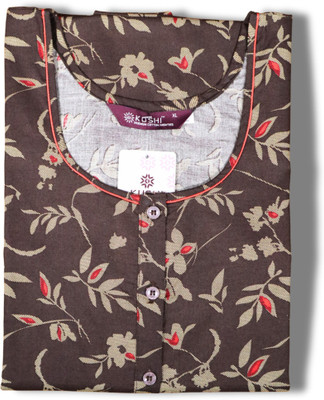 KushiNighties Women Nighty(Brown)