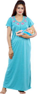 NACNO Women Maternity/Nursing Nighty(Light Green)