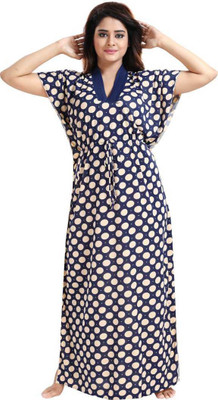 SHOPPING STATION Women Nighty(Blue, Beige)