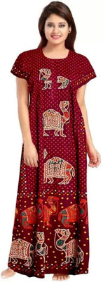 Homezilla Women Nighty(Maroon)