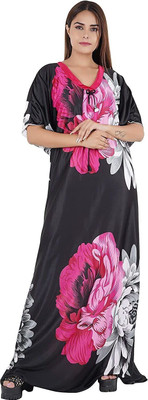 Rangmor Women Nighty(Pink, Black)
