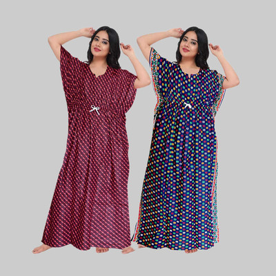 RUCHIKA ENTERPRISES Women Nighty(Red, Blue)